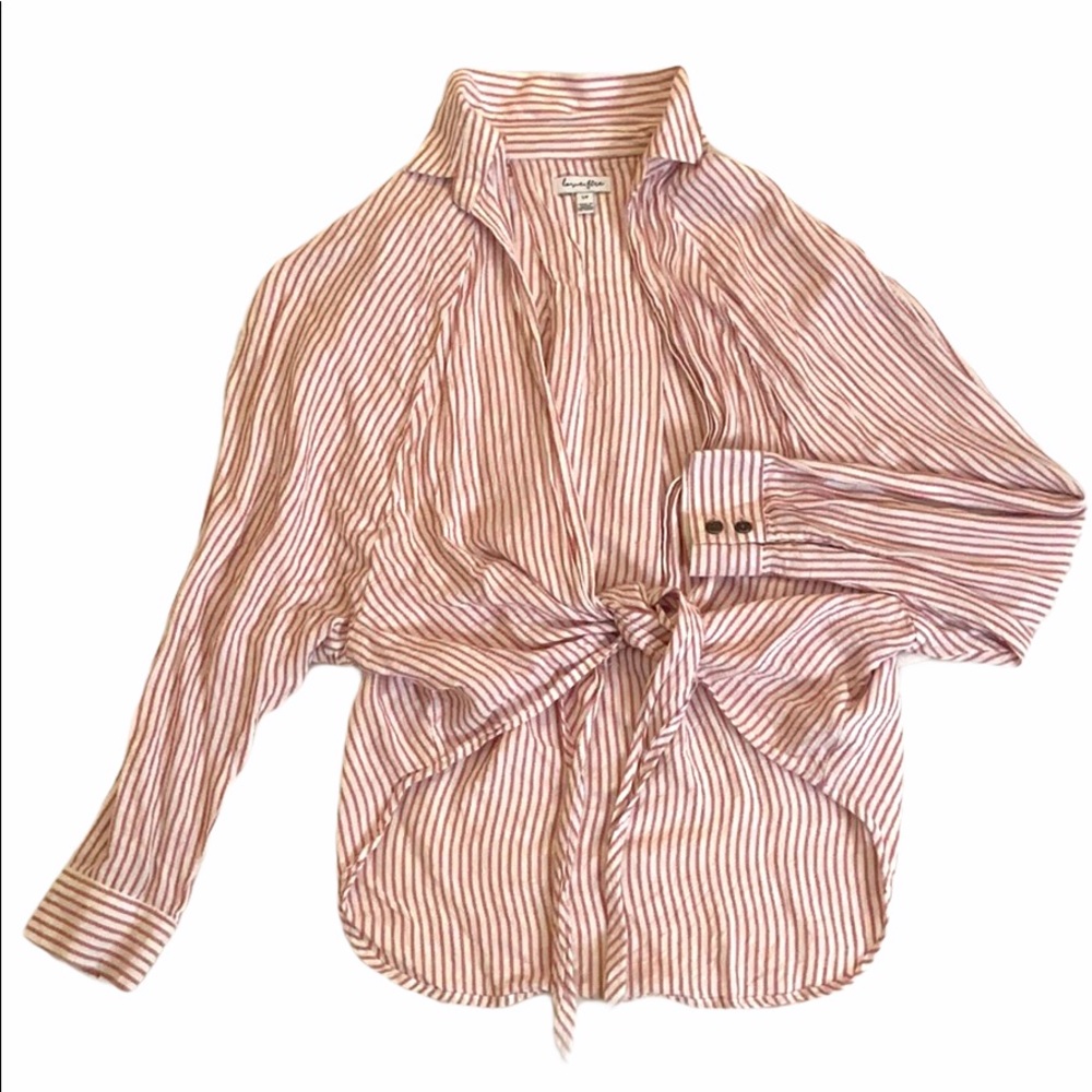 Tied red-striped top